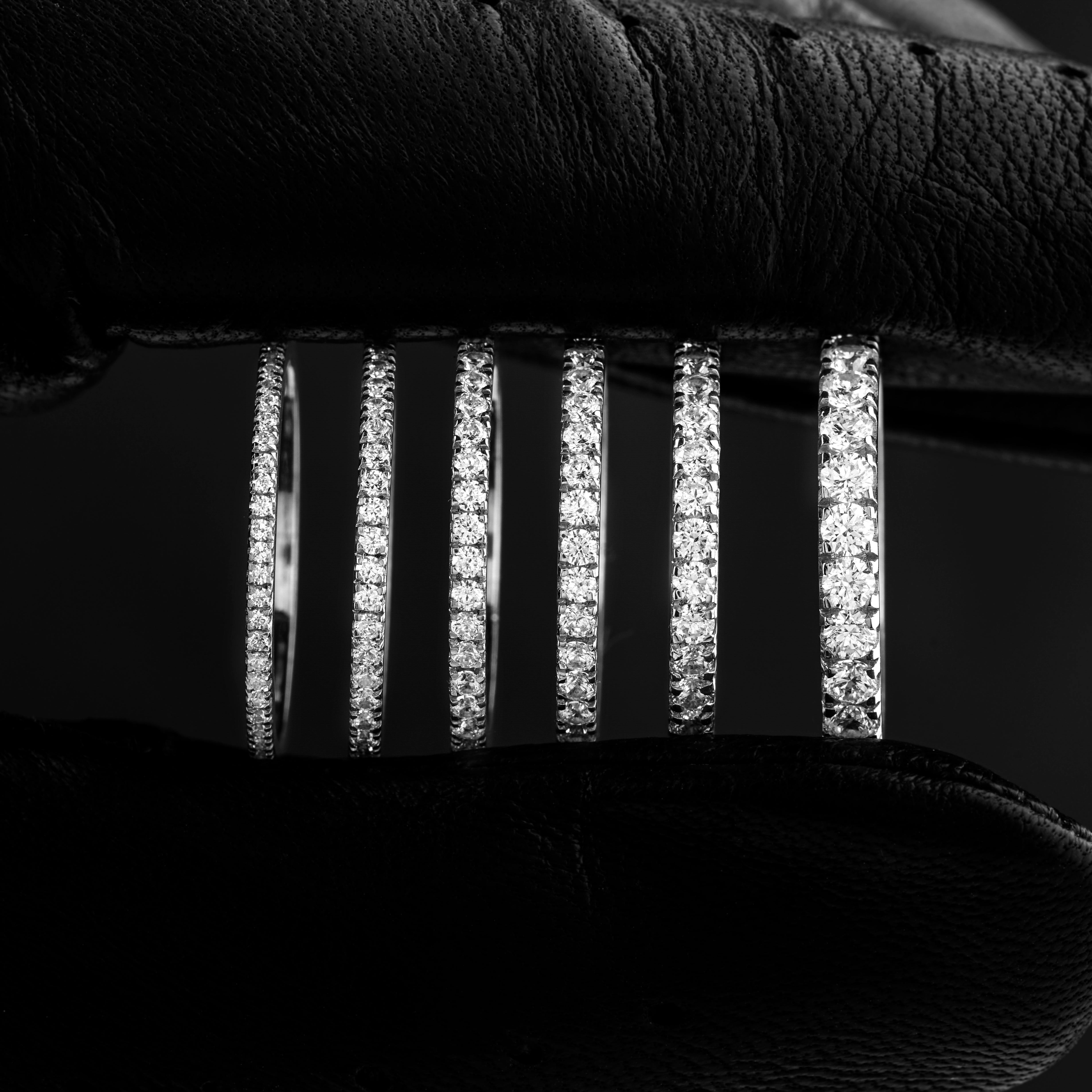 six diamond bracelets from thin to thick